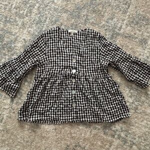 Suzanne Betro Weekend Black and White Checkered Blouse 2X